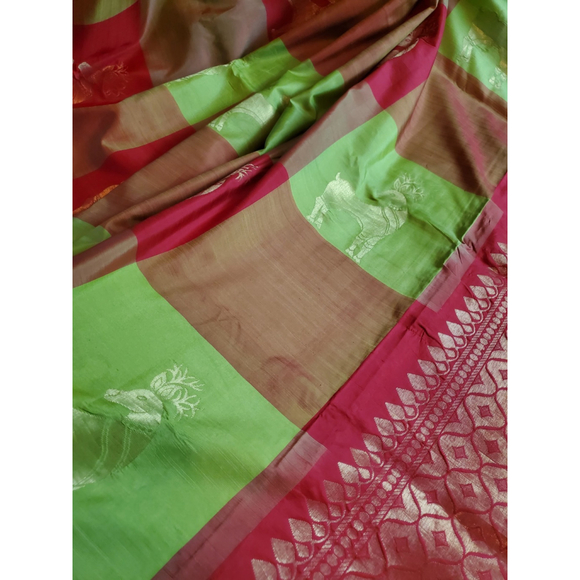Women Pure Silk Designer Kanjivaram Saree Handloom Party Festive Wedding - Picture 6 of 16
